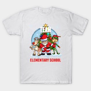 Team Elementary School Santa Elf Reindeer Flossing Christmas T-Shirt